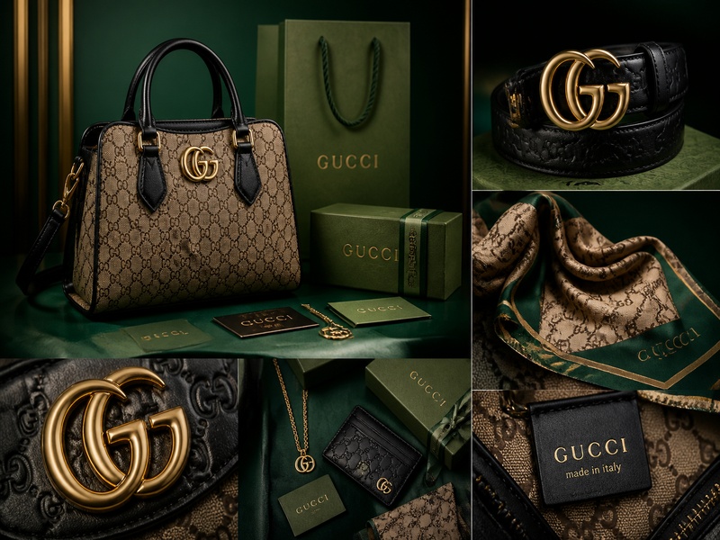 Gucci GG logo applications on luxury products