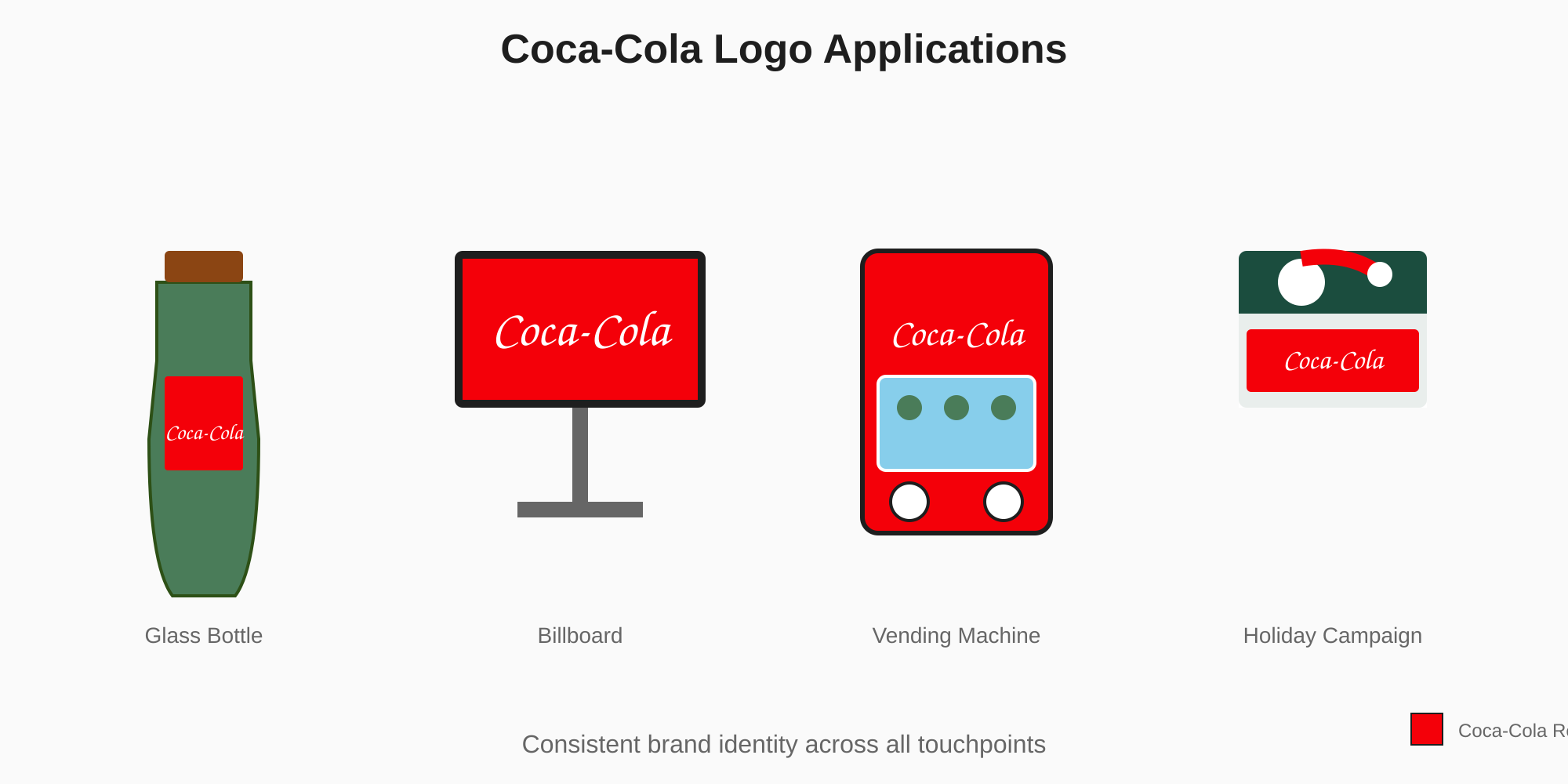 Coca-Cola logo applications across bottles, billboards, and advertising