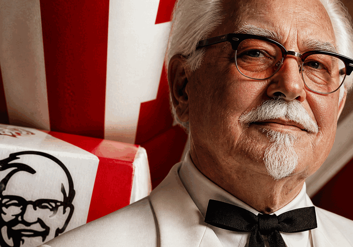 Colonel Sanders portrait detail in KFC logo