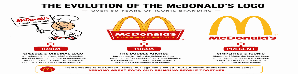 McDonald's logo evolution from Speedee mascot to modern golden arches
