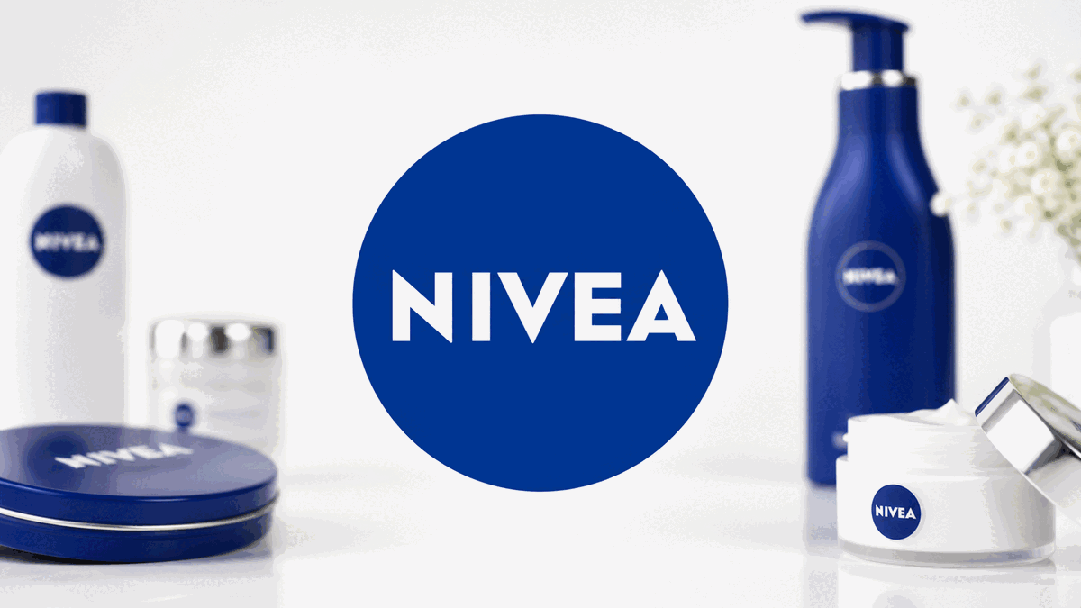 Nivea logo featuring iconic blue circle with white wordmark typography