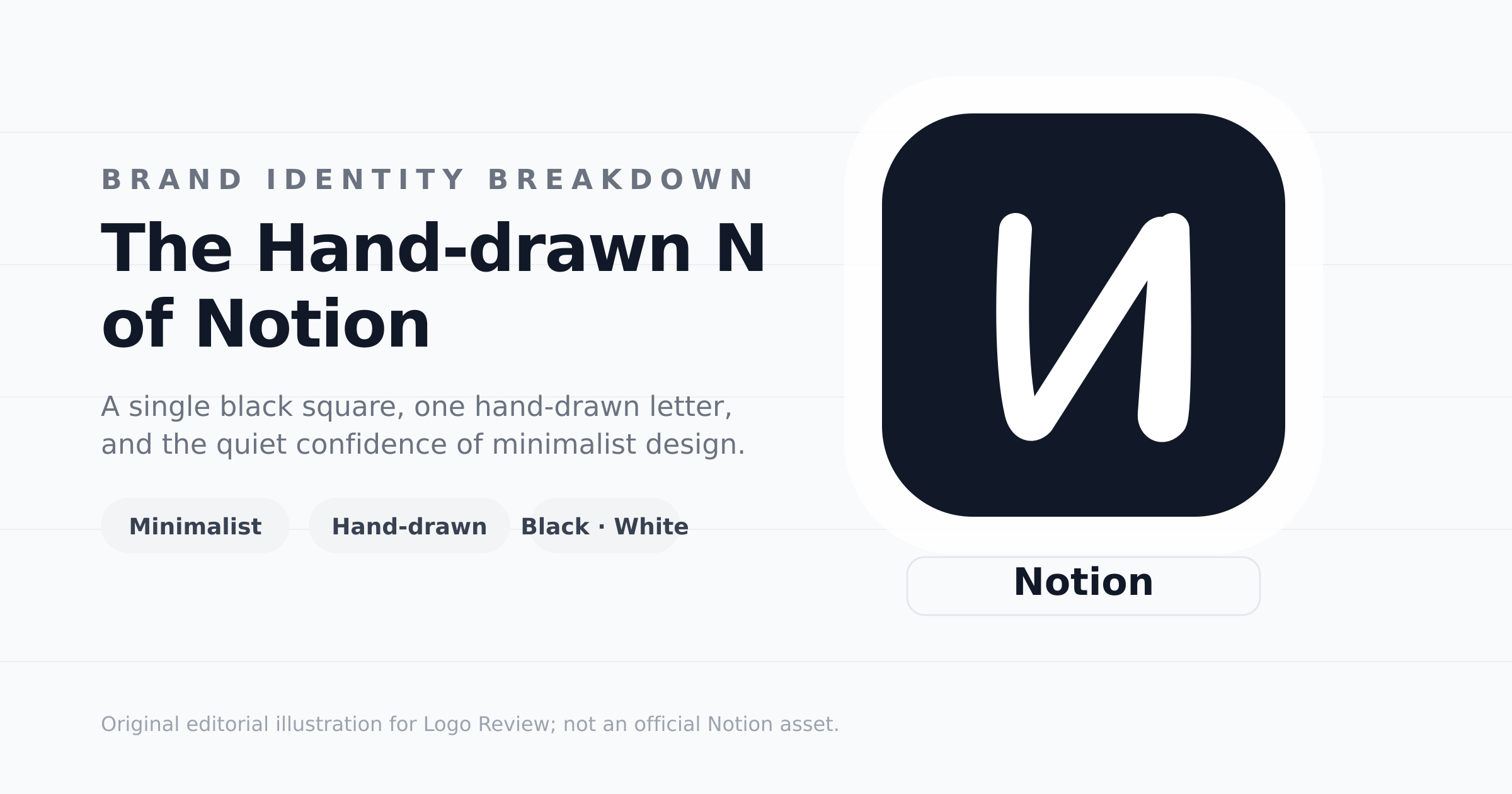 Notion logo featuring the iconic hand-drawn N symbol in minimalist black and white design