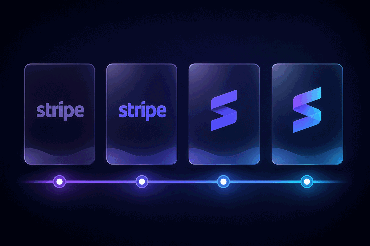Stripe logo evolution from wordmark to gradient system